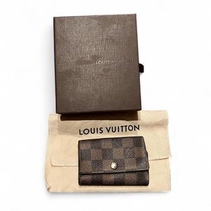 Louis Vuitton Damier Ebene 6 Key Holder Brown Check Coated Canvas